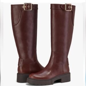 Coach Lilli Leather Boot In Walnut NIB